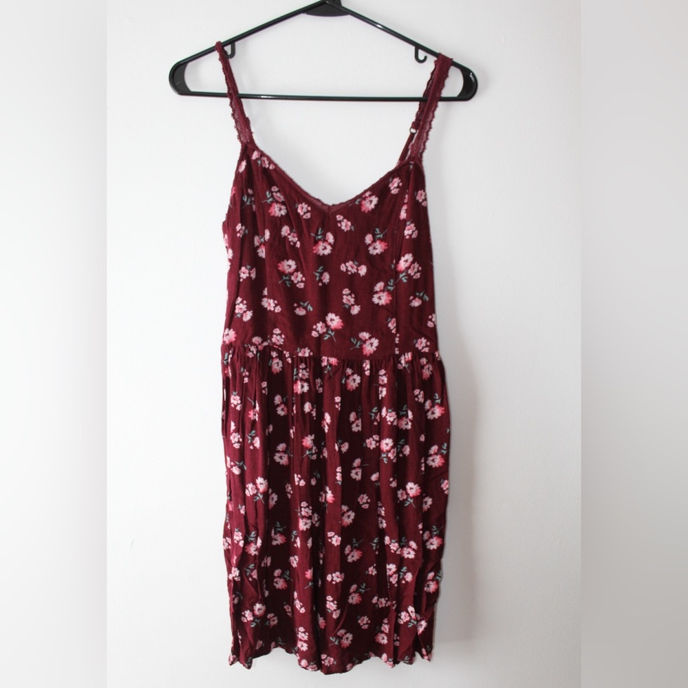Abercrombie & Fitch Burgundy Floral Midi Dress